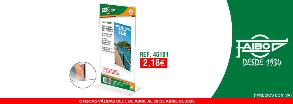 PORTACARTEL DE SOBREMESA en T 1/3 A4 VERTICAL